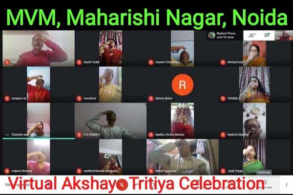 MVM Maharishi Nagar Noida celebrated Akshya Tritiya. 
Staff, participated through online mode.